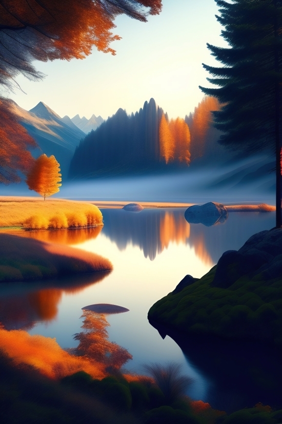 Reflection, Sunset, Sun, Sunrise, Sky, Landscape