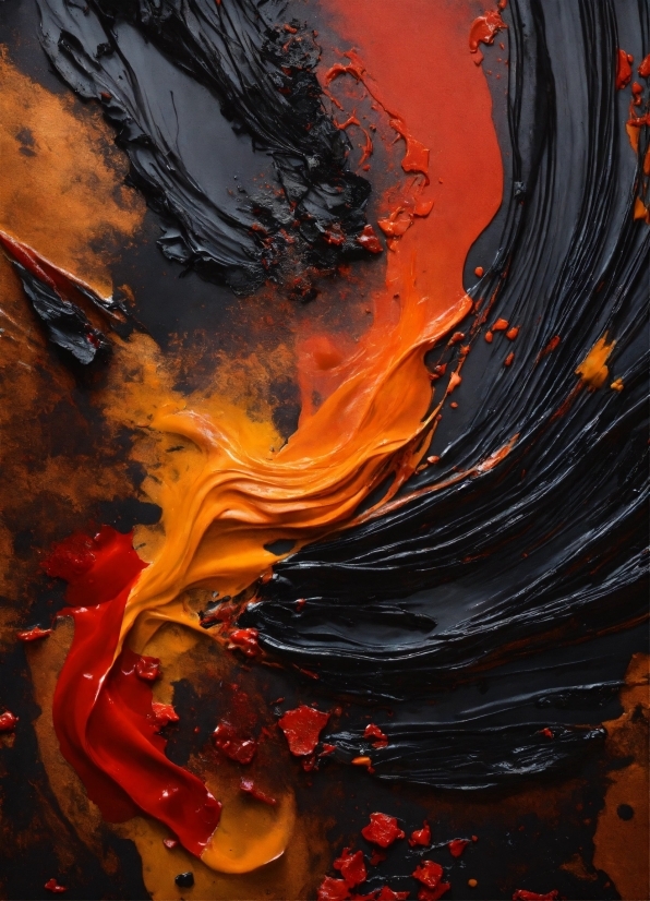 Royalty Free Stock Footage Hd, Liquid, Art Paint, Paint, Orange, Painting