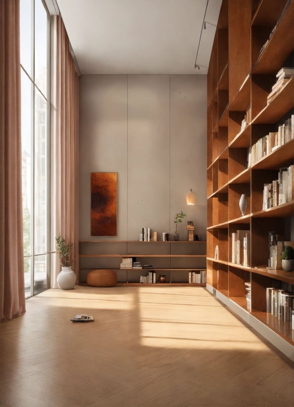 Shelf, Wood, Building, Flooring, Bookcase, Floor