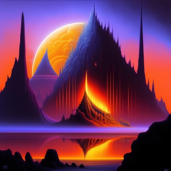 Silhouette, Sun, Sky, Moon, Art, Design