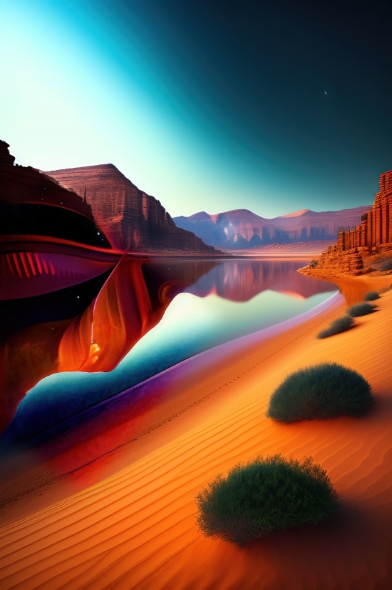 Simple Diffusion Ai, Sand, Dune, Sunset, Sky, Landscape
