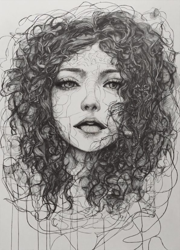 Sketch, Drawing, Representation, Portrait, Hair, Face