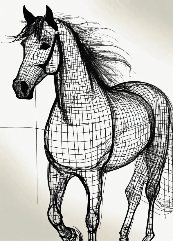 Sketch, Drawing, Silhouette, Art, Black, Horse