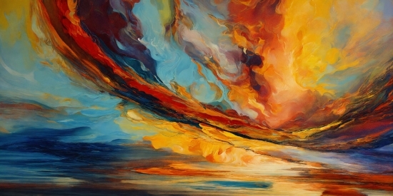 Sky, Art Paint, Paint, Orange, Cloud, Painting