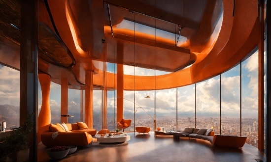 Sky, Building, Cloud, Orange, Architecture, Interior Design