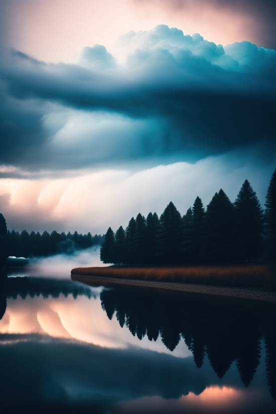 Sky, Lake, Landscape, Sunset, Water, Reflection