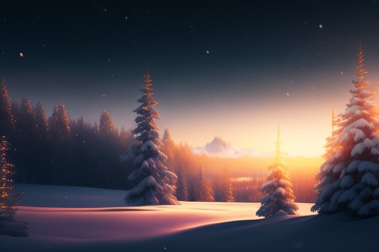 Sky, Landscape, Lighting, Mountain, Snow, Star