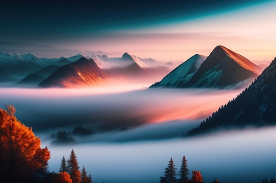 Sky, Landscape, Sunset, Sun, Clouds, Summer