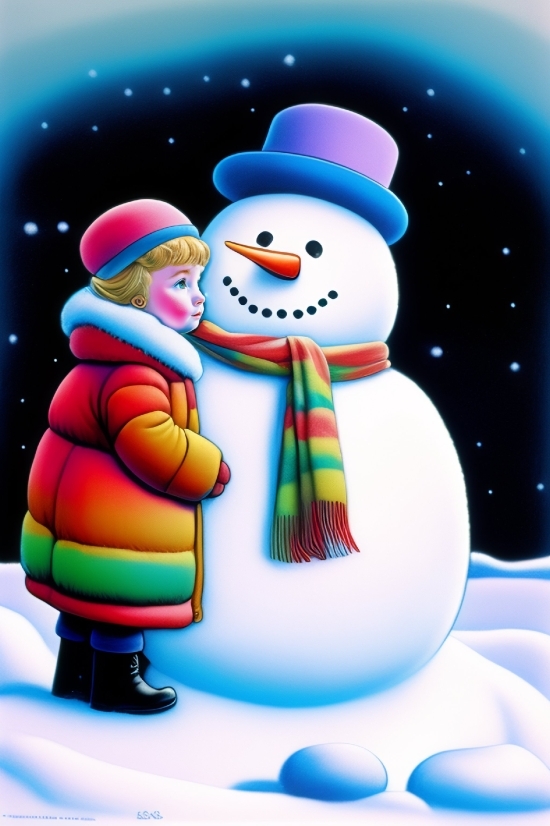 Snowman, Figure, Caribou, Cartoon, Deer, Fun