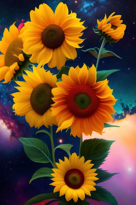 Stable Diffusion Ai Generator, Sunflower, Flower, Yellow, Floral, Plant