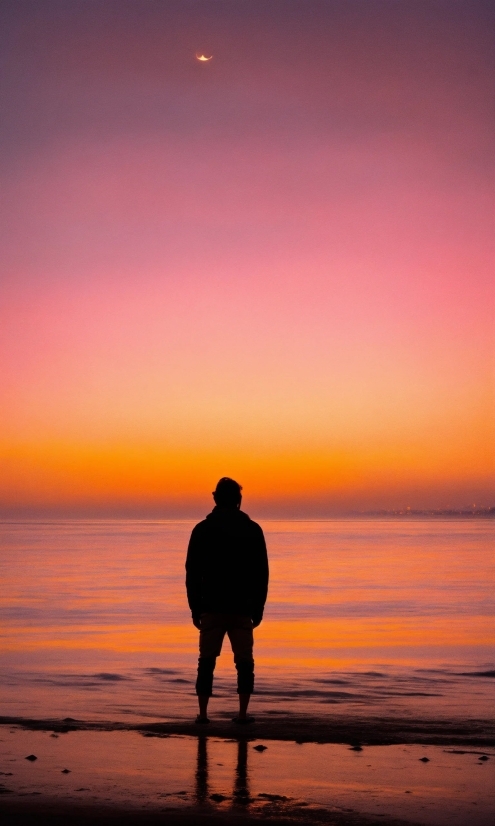 Sun, Beach, Sunset, Sea, Ocean, Silhouette