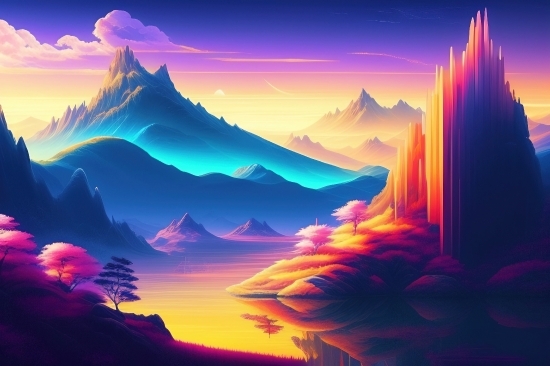 Sun, Landscape, Sunset, Sky, Range, Clouds