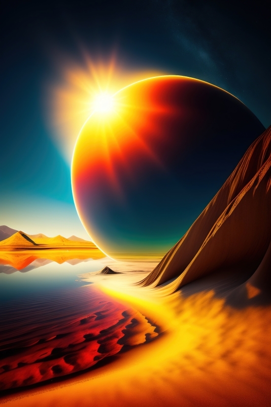 Sun, Light, Star, Sky, Landscape, Art