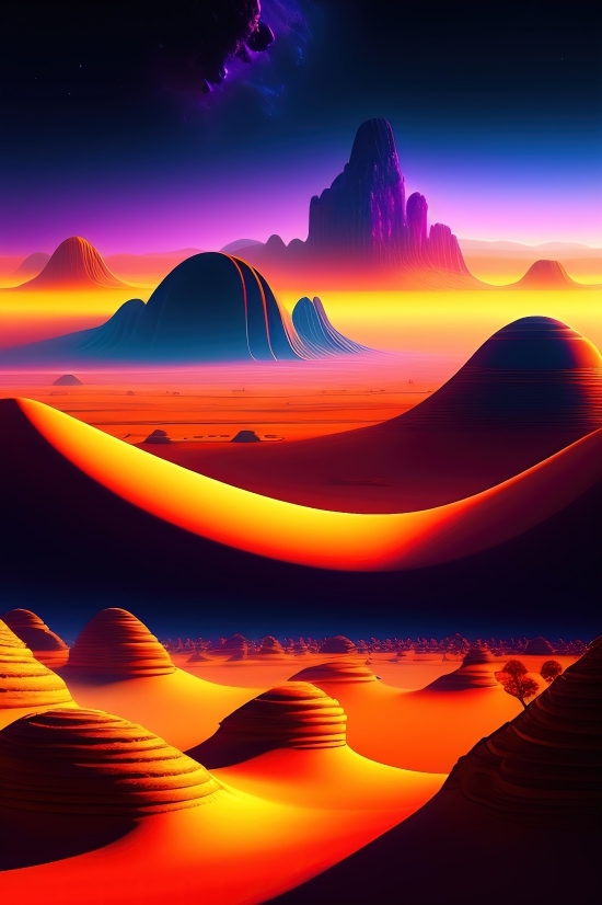 Sun, Sky, Moon, Sunset, Landscape, Summer
