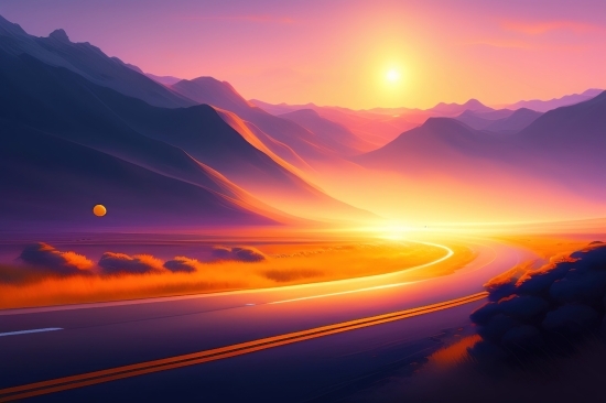 Sun, Sunset, Landscape, Sky, Horizon, Clouds