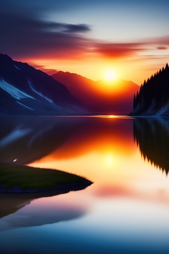 Sun, Sunset, Landscape, Sky, Lighting, Horizon