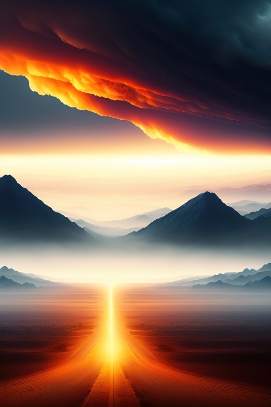 Sun, Sunset, Landscape, Sky, Star, Clouds