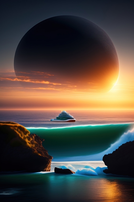 Sun, Sunset, Sea, Ocean, Sky, Seascape