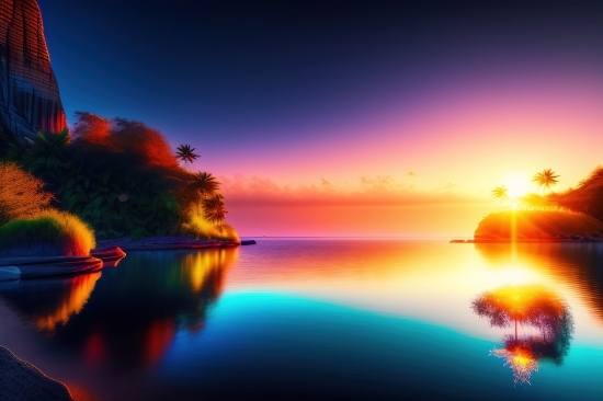 Sun, Sunset, Sea, Sunrise, Sky, Landscape