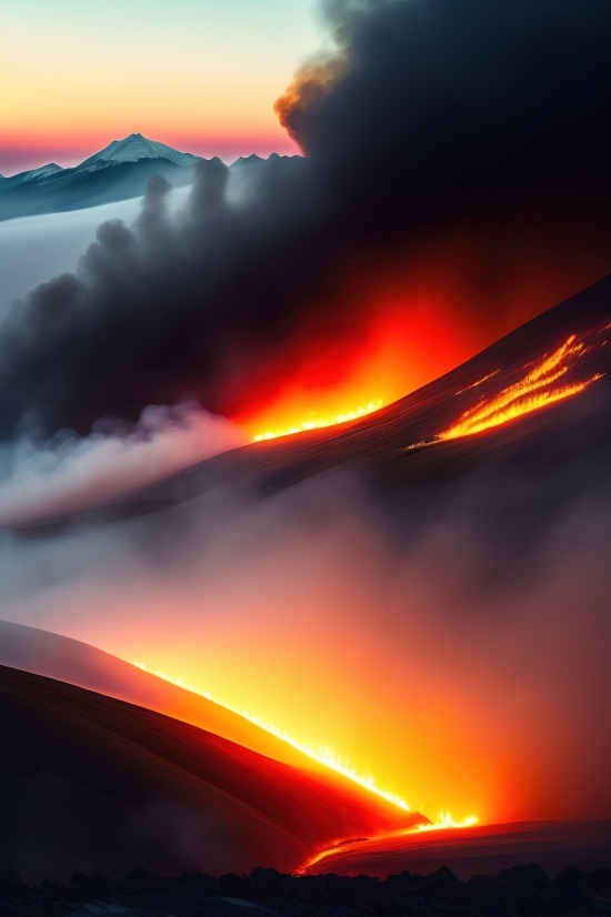 Sun, Sunset, Sky, Heat, Landscape, Mountain