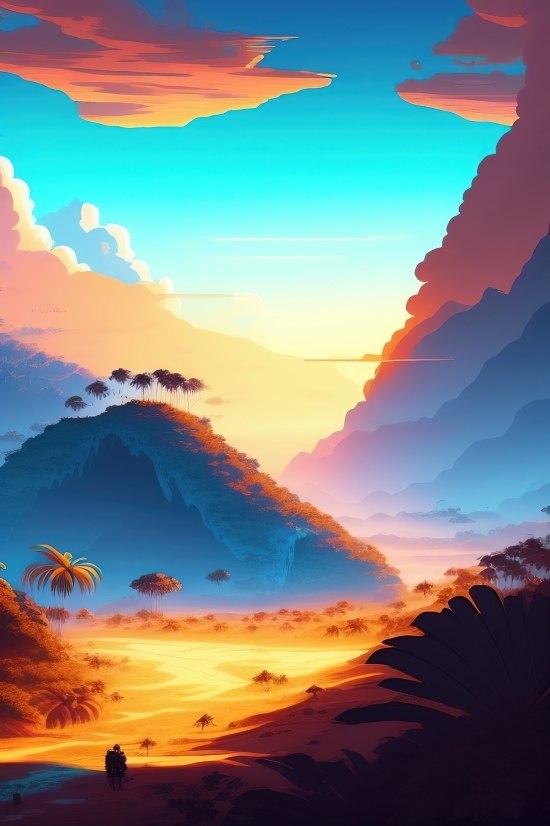 Sun, Sunset, Sky, Landscape, Sunrise, Clouds