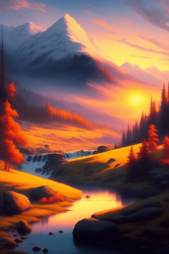 Sun, Sunset, Sky, Mountain, Landscape, Star