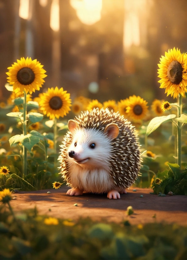 Sunflower, Flower, Plant, Yellow, Rodent, Animal