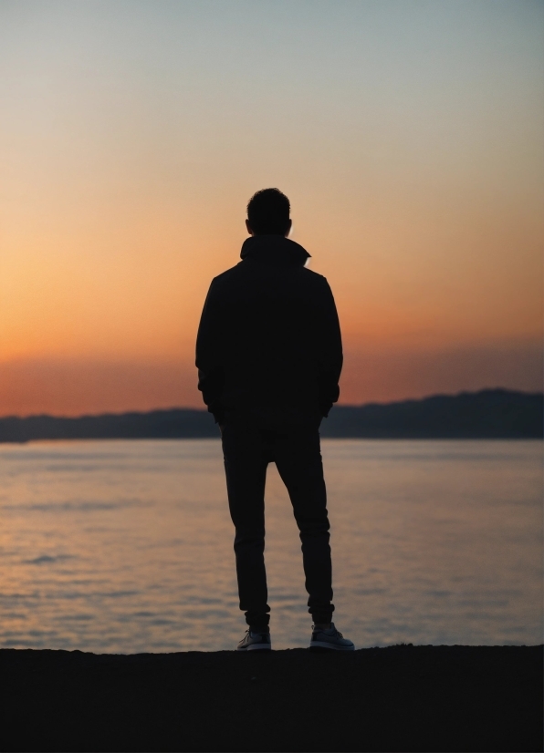 Sunset, Beach, Silhouette, Sky, Sea, Sun