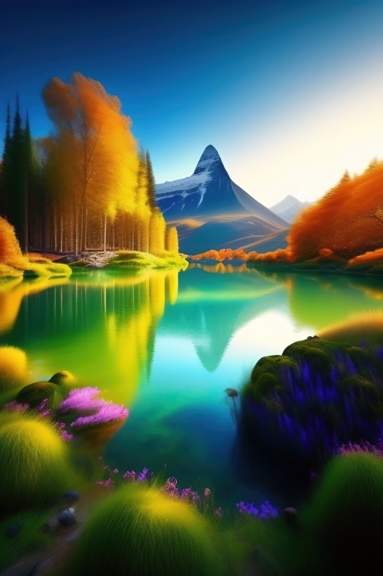 Sunset, Landscape, Sky, Reflection, Lake, Sun