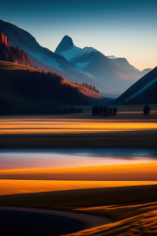 Sunset, Sky, Landscape, Lake, Travel, Horizon