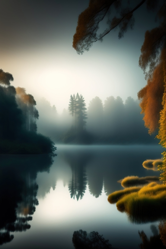 Sunset, Sky, Landscape, Water, Reflection, Lake