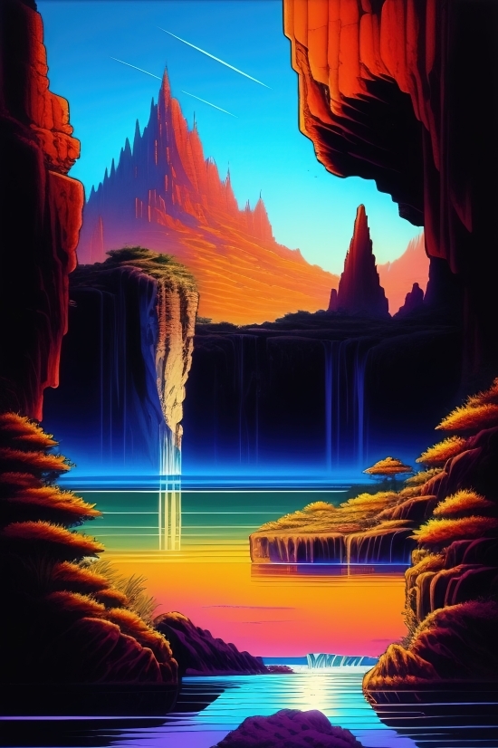 Sunset, Sky, Silhouette, Reflection, Landscape, Water
