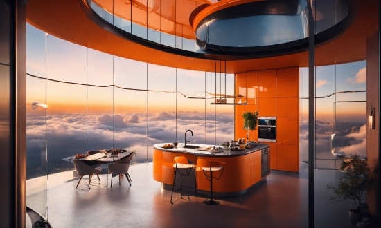 Table, Building, Orange, Interior Design, Floor, House