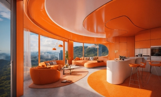 Table, Furniture, Property, Building, Orange, Interior Design