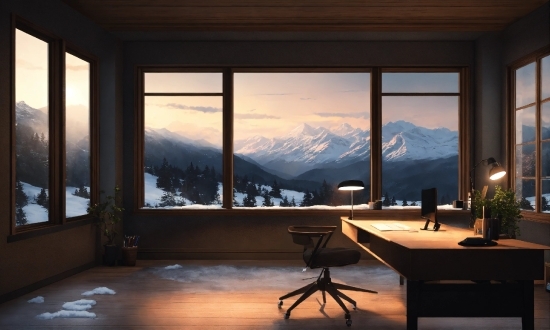 Table, Sky, Property, Furniture, Plant, Mountain
