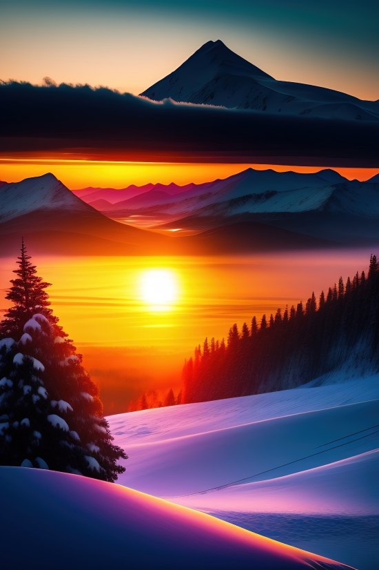 Top Ai Generated Art, Sunset, Landscape, Sky, Sun, Horizon