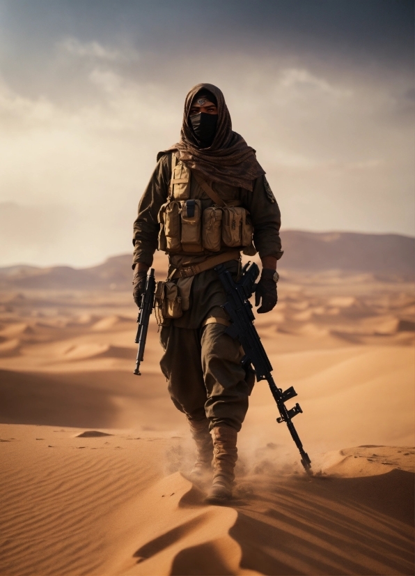 Tripod, Silhouette, Rack, Sunset, Man, Desert