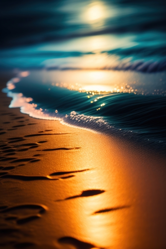 Use Stable Diffusion, Sunset, Sand, Sun, Sea, Beach