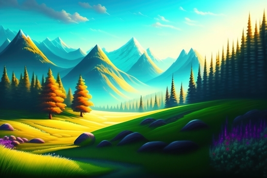 Wallpaper, Landscape, Sky, Grass, Sun, Summer