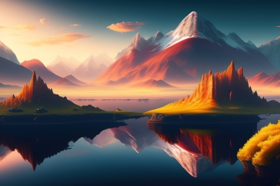 Wallpaper, Sky, Reflection, Landscape, Sun, Sunset