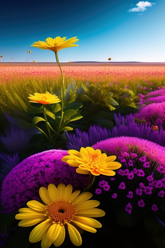 Wallpaper, Sunflower, Flower, Plant, Petal, Field