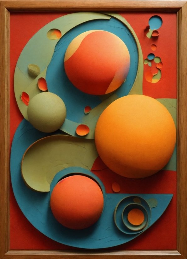 Wood, Orange, Paint, Art, Rectangle, Circle