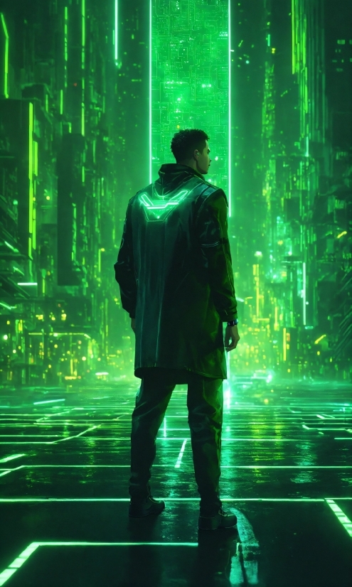 Ai Created Images, Green, Light, Entertainment, Automotive Lighting, Standing