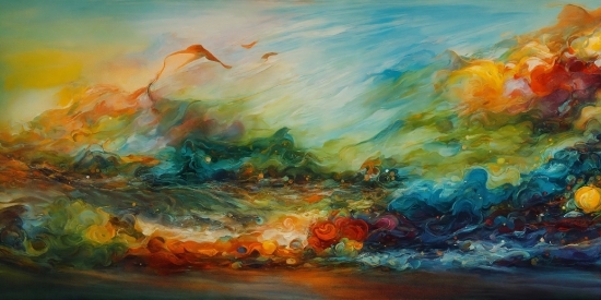 Art Paint, Sky, Paint, Natural Landscape, Body Of Water, Art