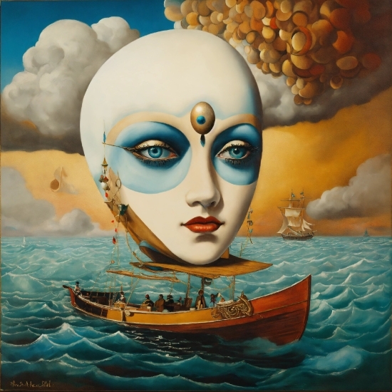 Art, Painting, Cloud, Boat, Sky, Cg Artwork