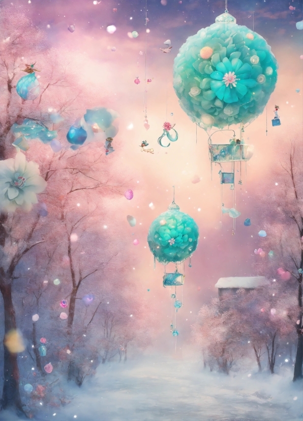 Atmosphere, Light, Snow, Branch, Pink, Atmospheric Phenomenon