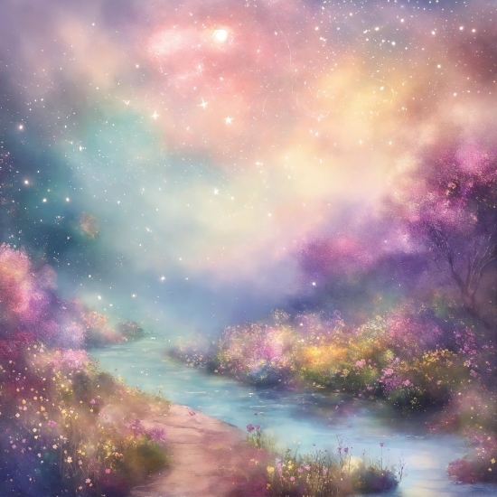Atmosphere, Nebula, Purple, Paint, Natural Landscape, Pink