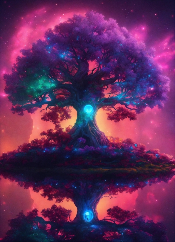 Atmosphere, World, Light, Purple, Tree, Branch