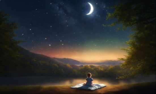 Background Blue Vector, Water, Sky, Atmosphere, Light, Moon