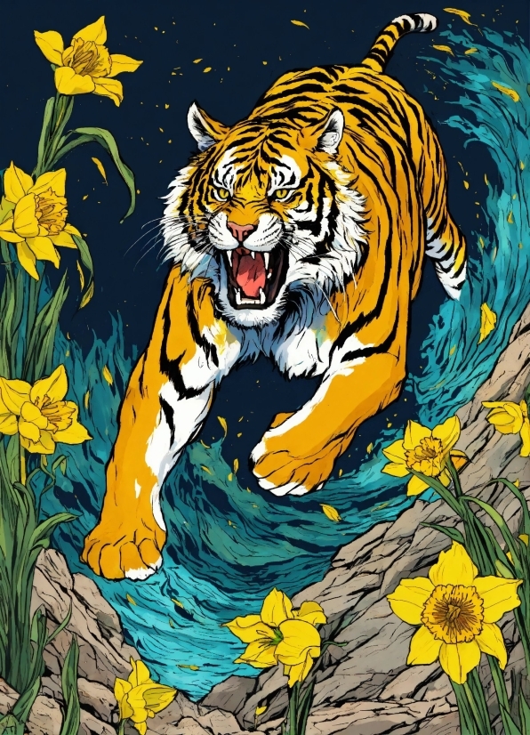 Bengal Tiger, Flower, Plant, Siberian Tiger, Tiger, Felidae
